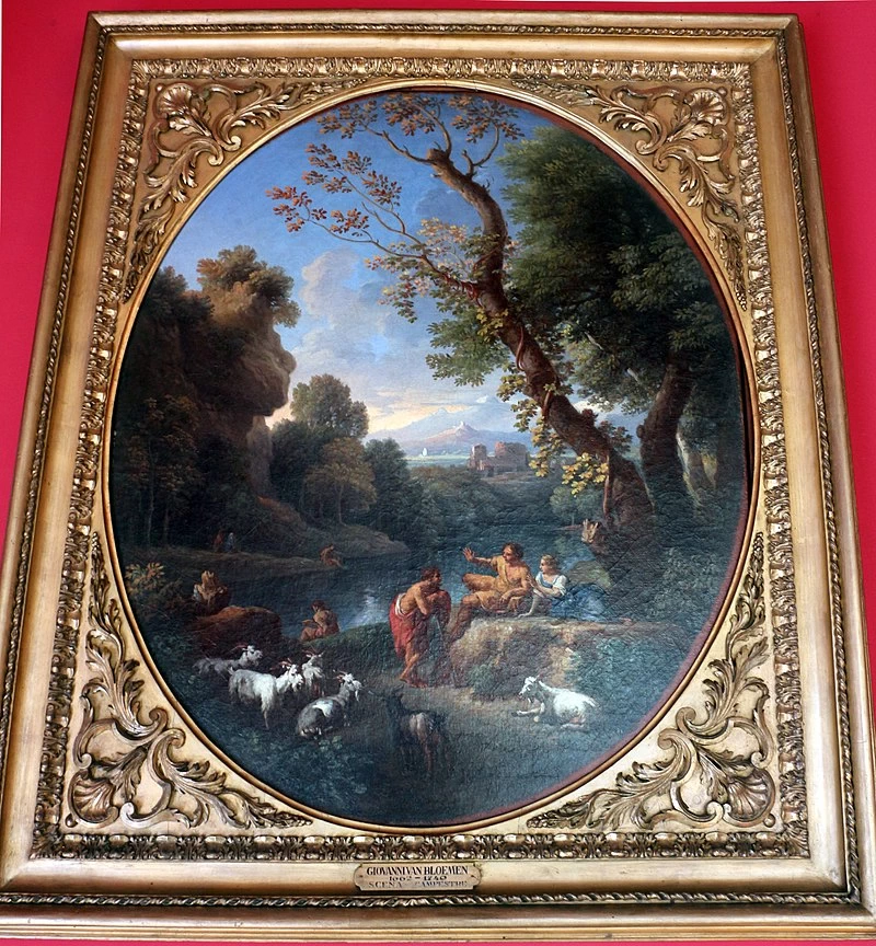 Paesaggio laziale con pastori e gregge
